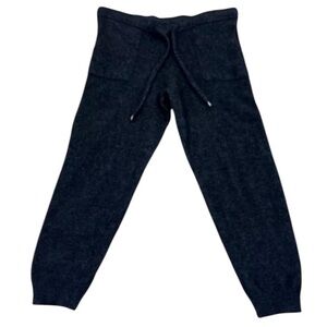 Lusso 100% Cashmere Crop Jogger Pant Sweatpant Black Cozycore Luxury Medium